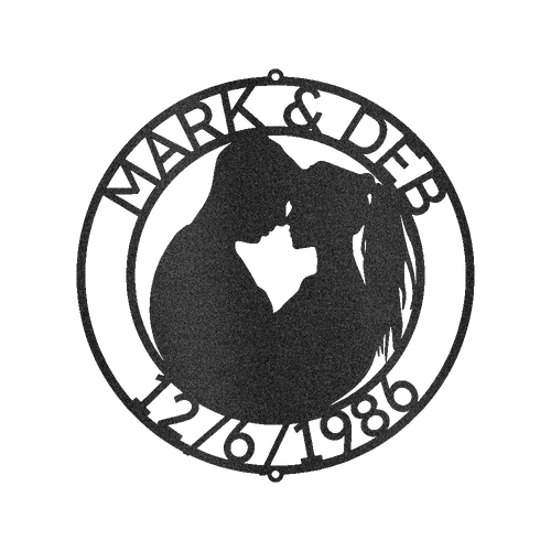 Couple Silhouette Personalized Gifts - Custom Metal Sign, Anniversary/Wedding Gift Black