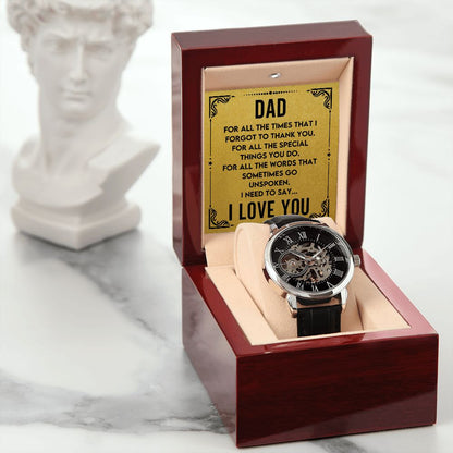 For All The Words Gift For Dad Men's Openwork Watch - Precious Engraved
