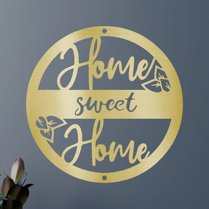 Home Sweet Home Metal Sign - Custom Metal Sign, Housewarming/Wedding Anniversary Gift Gold