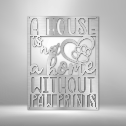Metal Wall Art - Paw Print Home Sign