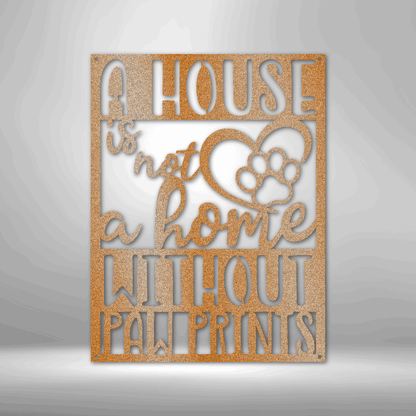 Metal Wall Art - Paw Print Home Sign