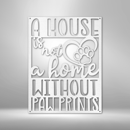 Metal Wall Art - Paw Print Home Sign
