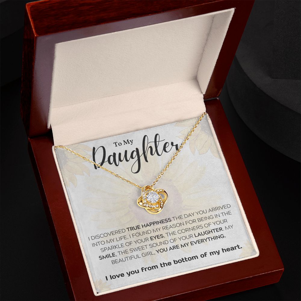 I Discovered True Happiness Gift For Daughter Love Knot Necklace - Precious Engraved