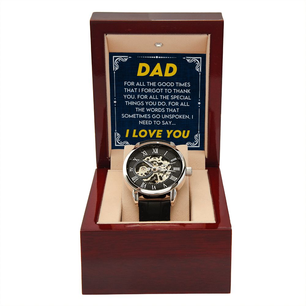 I Forgot To Thank You Gift For Dad Men's Openwork Watch - Precious Engraved