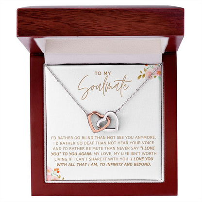 I Love You With All That I Am Gift For Soulmate Interlocking Hearts Necklace - Precious Engraved