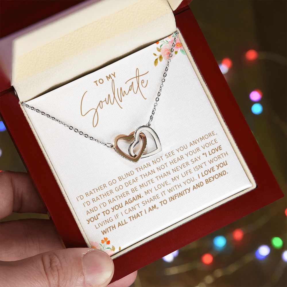 I Love You With All That I Am Gift For Soulmate Interlocking Hearts Necklace - Precious Engraved