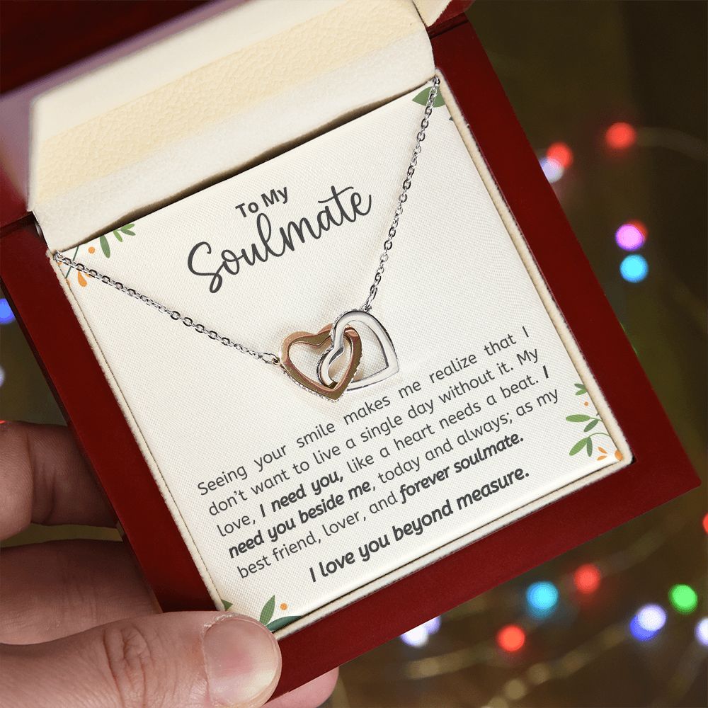 I Need You Beside Me Gift For Soulmate Interlocking Hearts Necklace - Precious Engraved
