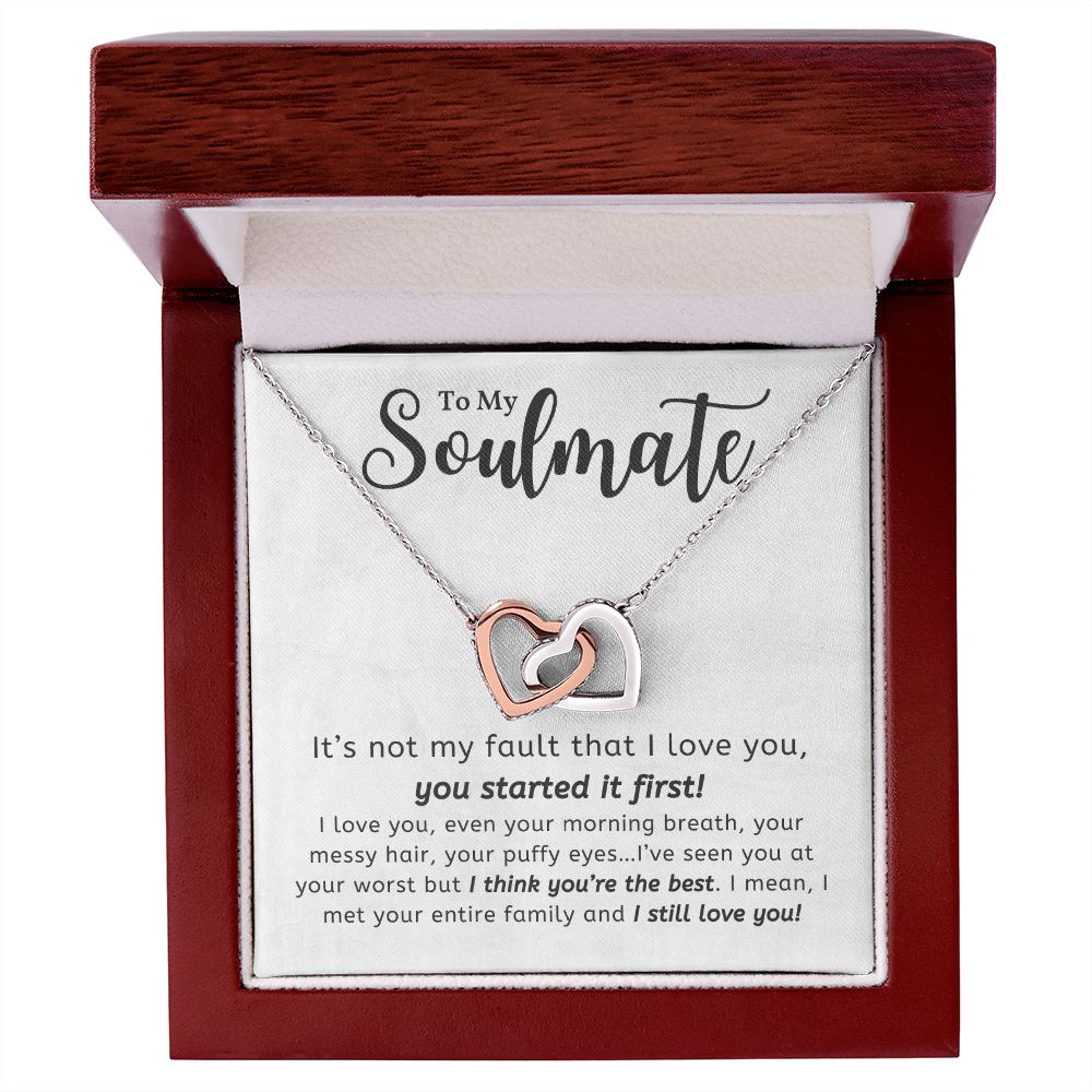 I Think You're The Best Gift For Soulmate Interlocking Hearts Necklace - Precious Engraved