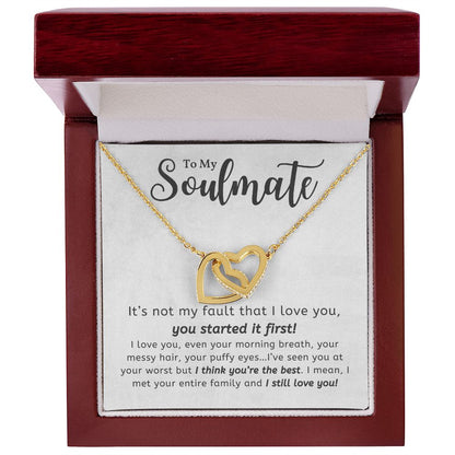 I Think You're The Best Gift For Soulmate Interlocking Hearts Necklace - Precious Engraved
