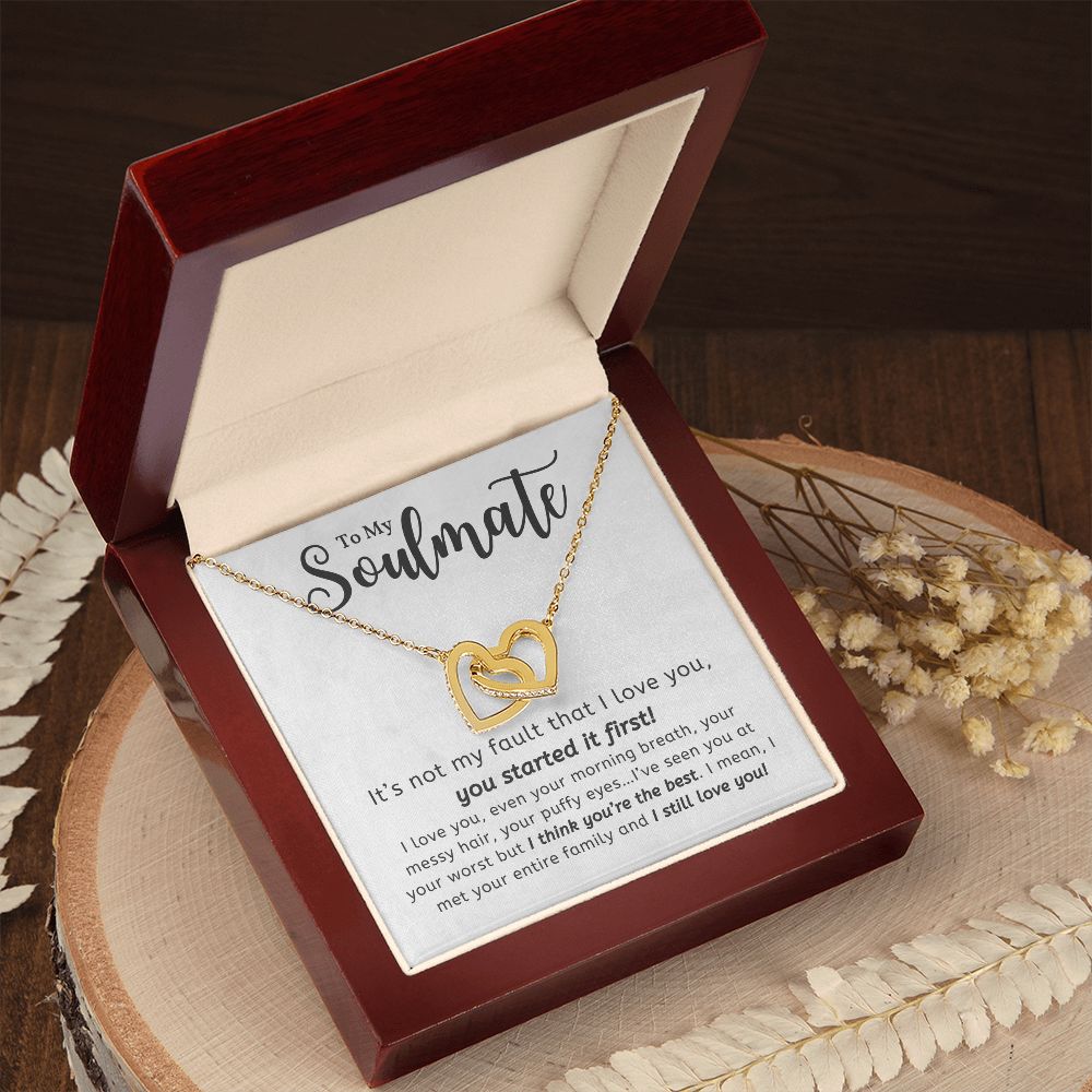 I Think You're The Best Gift For Soulmate Interlocking Hearts Necklace