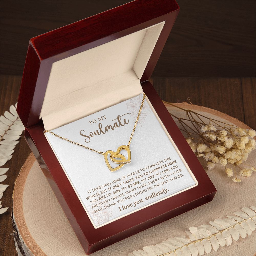 It Only Takes You To Complete Mine Gift For Soulmate Interlocking Hearts Necklace - Precious Engraved