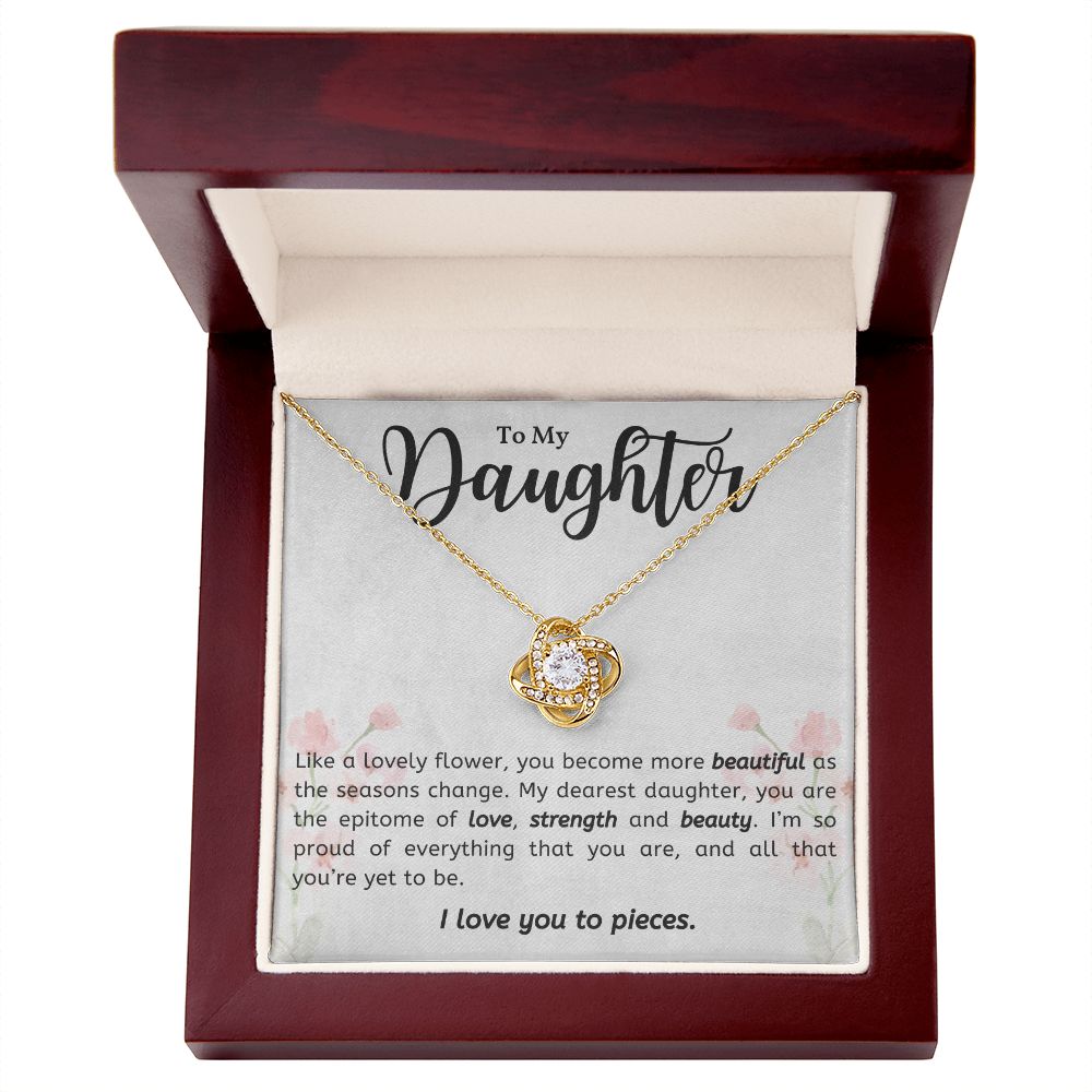 Like a Lovely Flower Gift For Daughter Love Knot Necklace - Precious Engraved