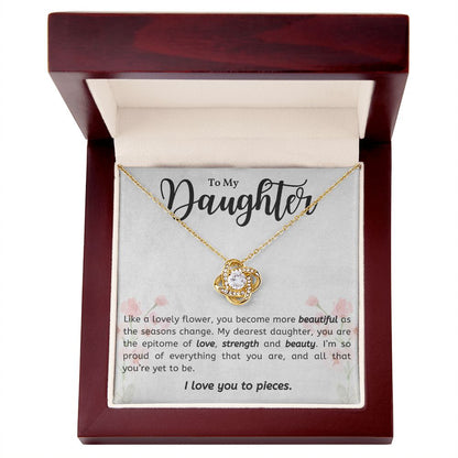 Like a Lovely Flower Gift For Daughter Love Knot Necklace - Precious Engraved