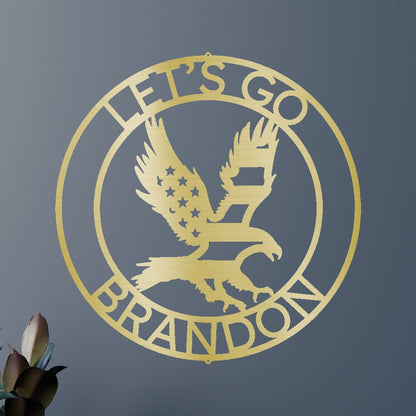 Let's Go Brandon Monogram - Custom Metal Sign Gold