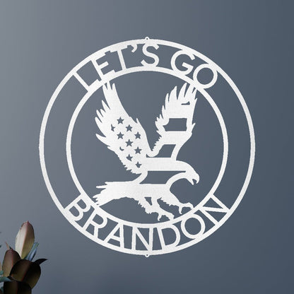 Let's Go Brandon Monogram - Custom Metal Sign White