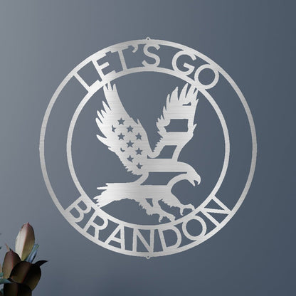 Let's Go Brandon Monogram - Custom Metal Sign Silver