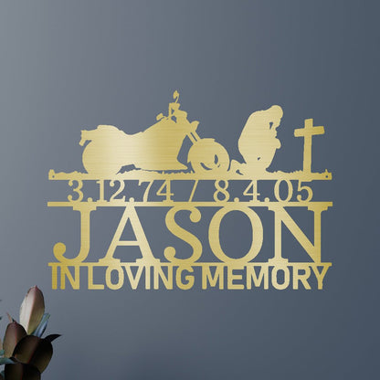 Motorcycle Remembrance Personalized Gifts - Custom Metal Sign Gold