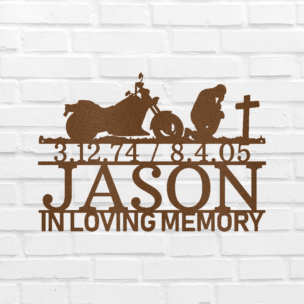 Metal Art For Wall Motorcycle In Loving Memory Remembrance Day Custom Classic Metal Sign - Precious Engraved