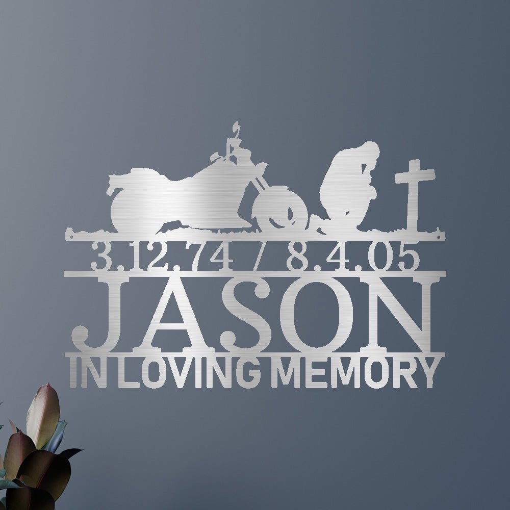 Motorcycle Remembrance Personalized Gifts - Custom Metal Sign Silver