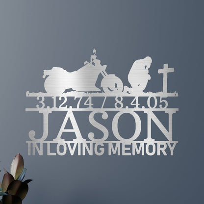 Motorcycle Remembrance Personalized Gifts - Custom Metal Sign Silver