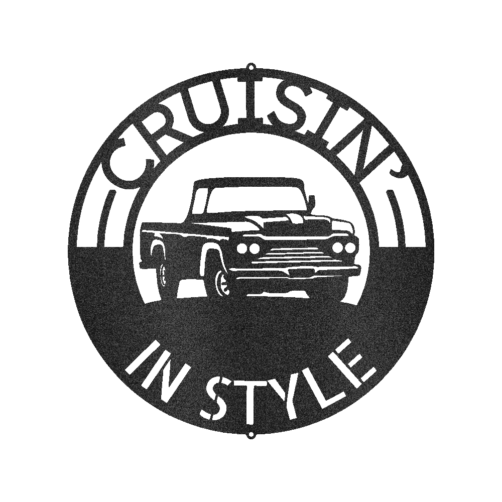 Metal Wall Art Classic Pickup Truck Monogram Custom Name Classic Metal Sign - Precious Engraved