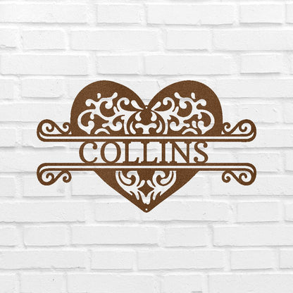 Fancy Heart Personalized Gifts - Custom Metal Sign Copper