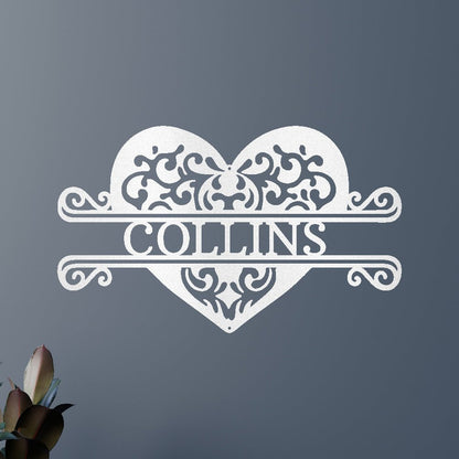 Fancy Heart Personalized Gifts - Custom Metal Sign White