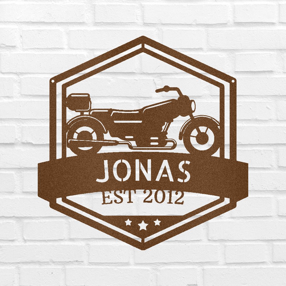 Custom Metal Wall Art - Personalized Motorbike Sign Copper