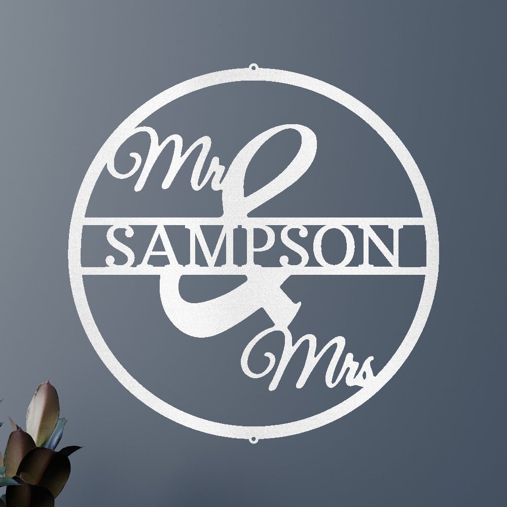Custom Metal Wall Art - Personalized Mr and Mrs Sign