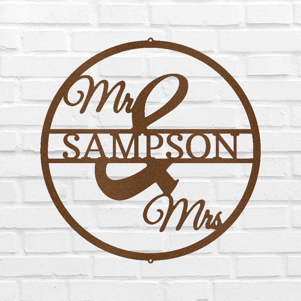 Custom Metal Wall Art - Personalized Mr and Mrs Sign