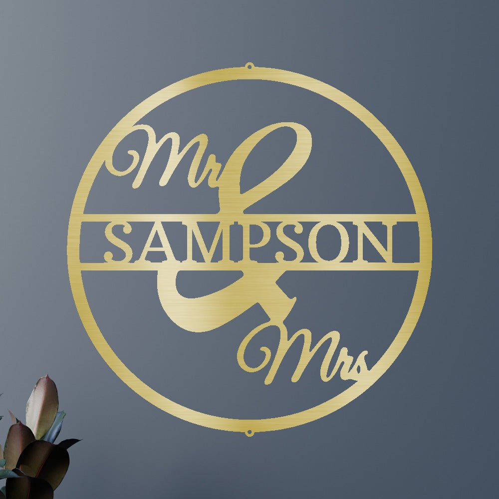 Custom Metal Wall Art - Personalized Mr and Mrs Sign