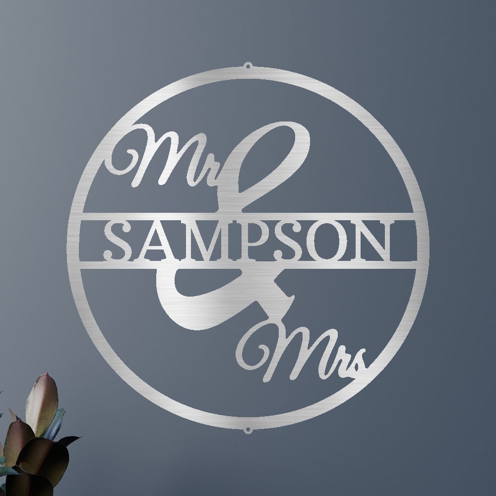 Custom Metal Wall Art - Personalized Mr and Mrs Sign