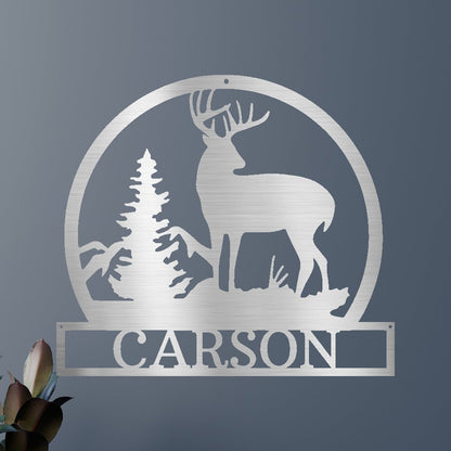 Outdoor Buck Personalized Gifts - Custom Metal Sign Silver