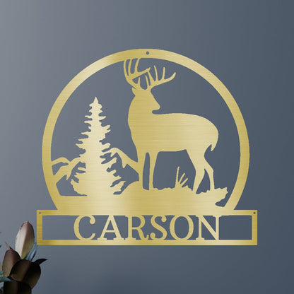 Outdoor Buck Personalized Gifts - Custom Metal Sign Gold