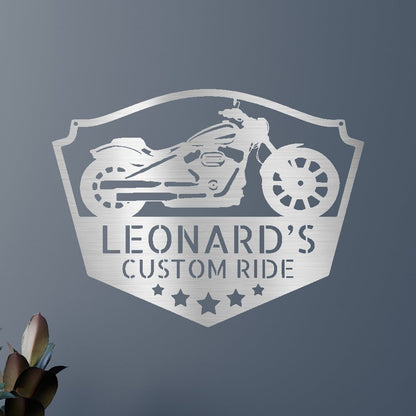 Motorcycle Decor - Custom Metal Sign Silver