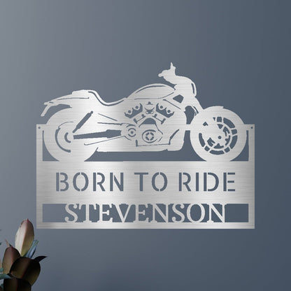 Motorcycle Decor - Custom Metal Sign Silver