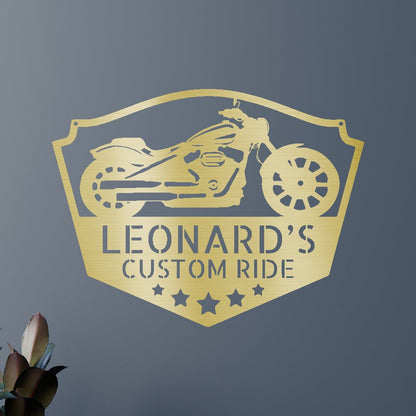 Motorcycle Decor - Custom Metal Sign Gold