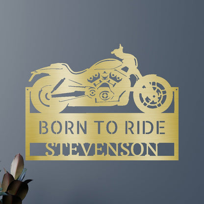 Motorcycle Decor - Custom Metal Sign Gold