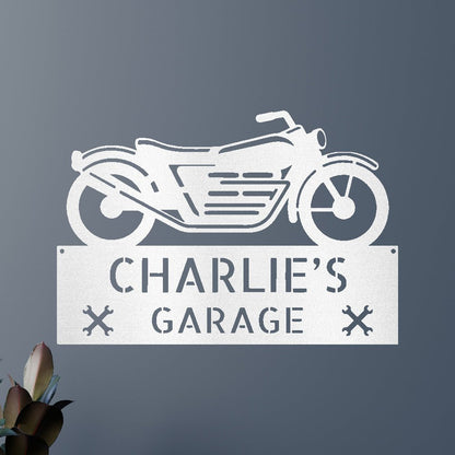 Motorcycle Decor - Custom Steel Sign White