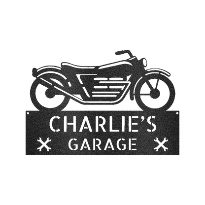 Motorcycle Decor - Custom Steel Sign Black