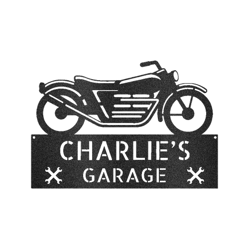 Motorcycle Decor - Custom Steel Sign Black