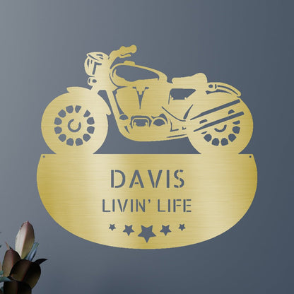 Motorcycle Personalized Gifts - Custom Metal Sign Gold
