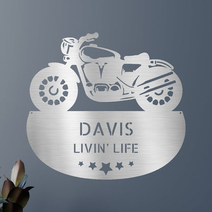 Motorcycle Personalized Gifts - Custom Metal Sign Silver
