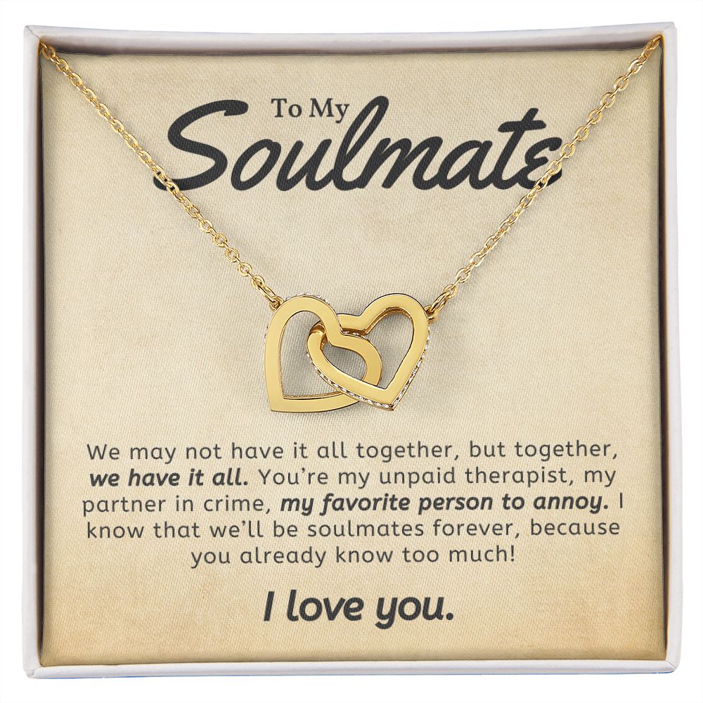 My Favourite Person To Annoy Gift For Soulmate Interlocking Hearts Necklace - Precious Engraved