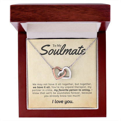 My Favourite Person To Annoy Gift For Soulmate Interlocking Hearts Necklace - Precious Engraved
