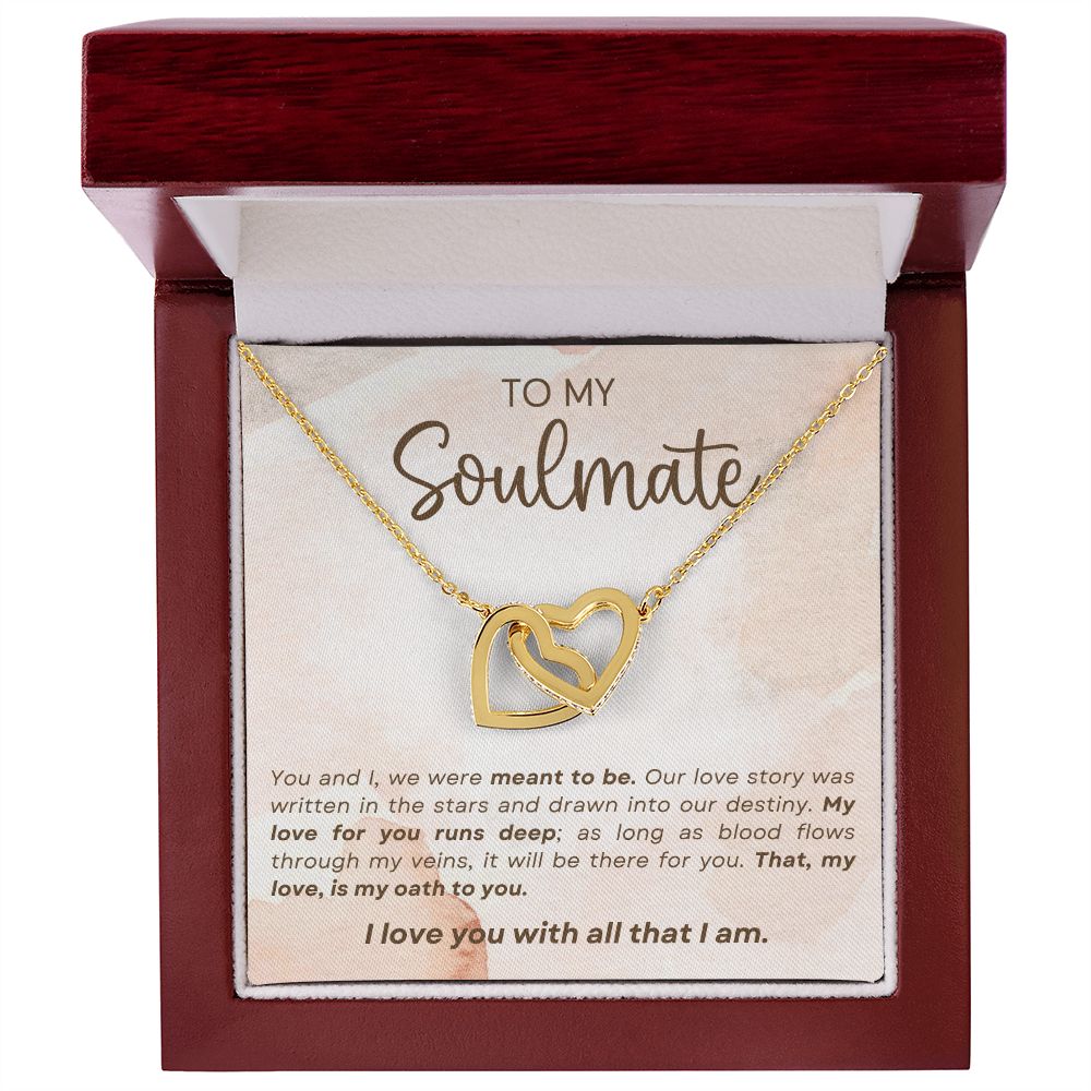 My Love For You Runs Deep Gift For Soulmate Interlocking Hearts Necklace - Precious Engraved