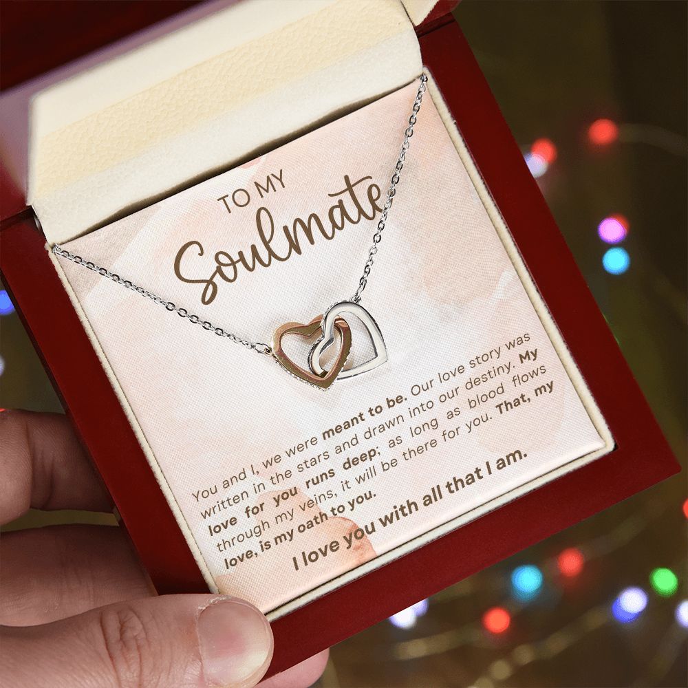 My Love For You Runs Deep Gift For Soulmate Interlocking Hearts Necklace - Precious Engraved