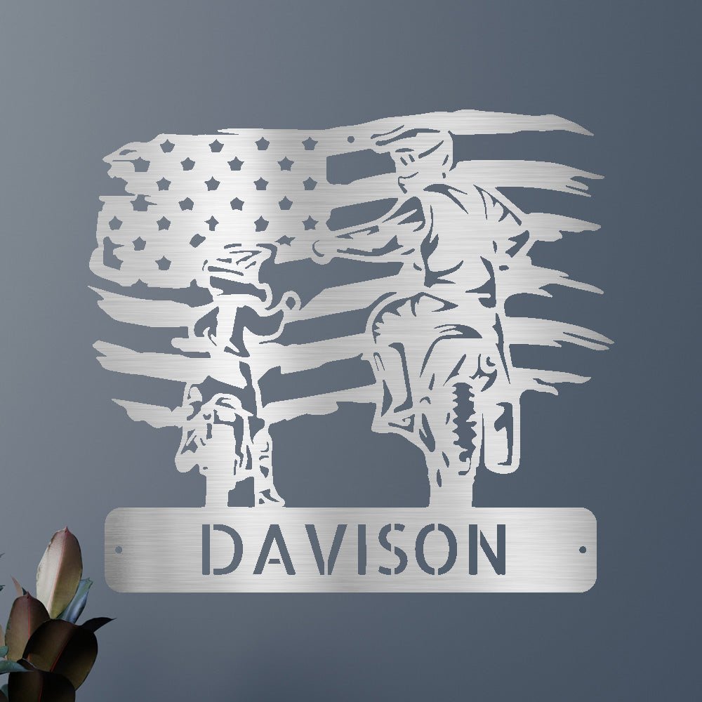 Custom Metal Wall Art - Motocross Father Son Monogram Sign