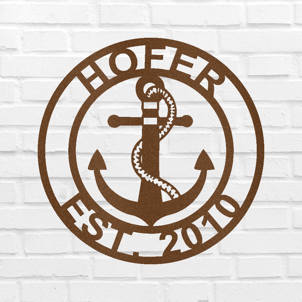 Custom Metal Wall Art - Anchor Family Name Monogram Sign