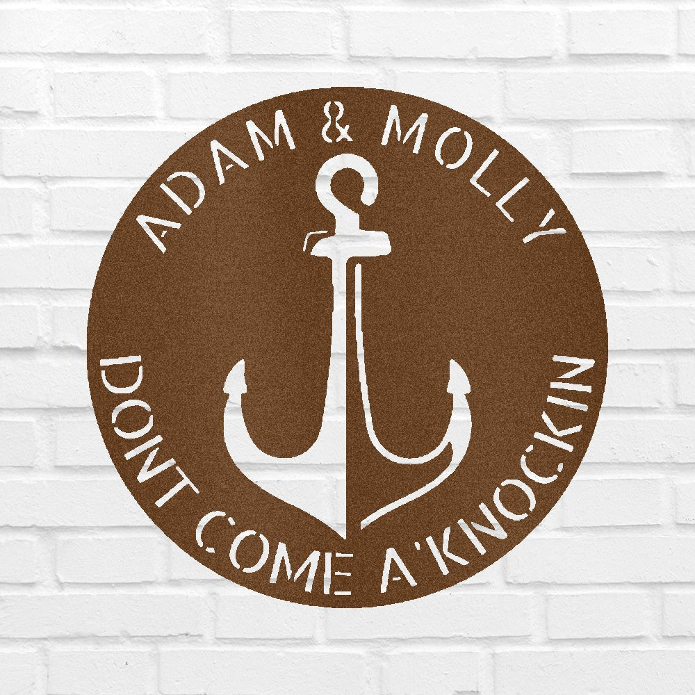 Personalized Anchor Plaque Metal Wall Art Classic Metal Sign Monogram - Precious Engraved